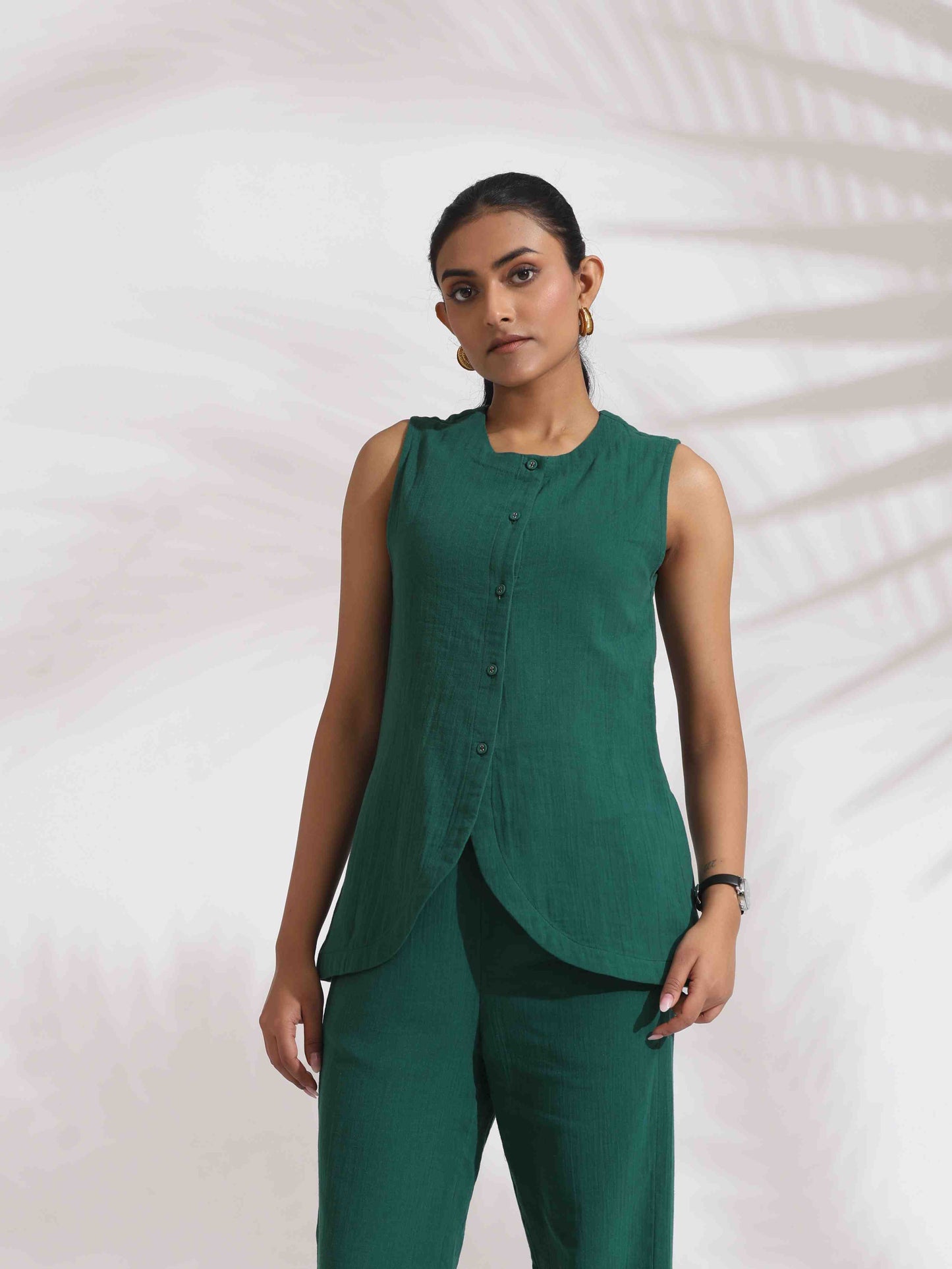 trueBrowns Green Cotton Co-ord Set - Swadesiicart