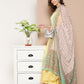 InWeave Women's Light Yellow Ray Strappy Set With Aqua Printed Border Dupatta - Swadesiicart