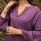 trueBrowns Purple Viscose Dobby Relaxed Co-ord Set - Swadesiicart