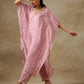 trueBrowns Light Mauve Bandhani Printed Silk Kaftan Kurta Pant Set | Swadesiicart