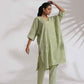 trueBrowns Green Cotton Floral Embroidered Kurta Co-ord Set - Swadesiicart