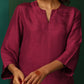 trueBrowns Maroon Silk Relaxed Co-ord Set - Swadesiicart