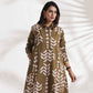 trueBrowns Olive Green Cotton Print Shirt Dress | Swadesiicart