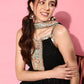 InWeave Women's Black Gota Insert Neckline Sharara Set - Swadesiicart