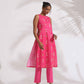 trueBrowns Pink Cotton Print Sleeveless Kurta Set | Swadesiicart