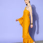 InWeave Women's Mustard Mirror Work One Shoulder Kurta Set With Dupatta - Swadesiicart