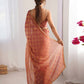 Lorenvalley Fashion Peach NC Chiffon Square with fancy Lace Saree with Blouse - Swadesiicart