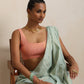 trueBrowns Blue Gold Metallic Ready To Wear Saree | Swadesiicart