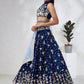 House of Panchhi Navy Blue Pure Georgette Sequins And Thread Embroidery Lehenga Choli & Dupatta | Swadesiicart