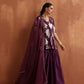 trueBrowns Purple Metallic Sharara Dupatta Set | Swadesiicart