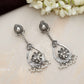 trueBrowns Silver Tone Floral Chandbaali Earrings - Swadesiicart