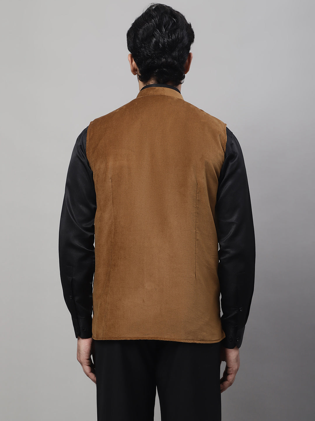 Even Apparels Men's Brown Nehru Jacket With Welt Pockets | Swadesiicart