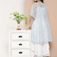 InWeave Women's Cream Strappy With Blue White Chintz Organza Cape - Swadesiicart