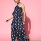 InWeave Women's Blue Boota One Shoulder Top With Palazzo Set - Swadesiicart
