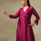 trueBrowns Purple Textured Silk Angrakha Kurta Pant Set | Swadesiicart