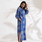 trueBrowns Blue Cotton Print Dress | Swadesiicart
