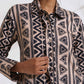 trueBrowns Beige Cotton Geometric Print Shirt Kurta Set | Swadesiicart