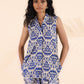 trueBrowns Blue Cotton Ikat Sleeveless Co-ord Set - Swadesiicart