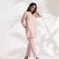 trueBrowns Light Pink Slub Co-ord Set - Swadesiicart