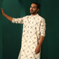 trueBrowns Men's Ivory Rhombus Cotton Kurta | Swadesiicart