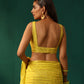 trueBrowns Lime Cotton Gold Lurex Scoop Neck Sleeveless Blouse | Swadesiicart