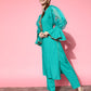 InWeave Women's Aqua Organza Sleeve Gota Work Kurta Set - Swadesiicart