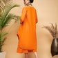 InWeave Women's Orange Flared Kurta Palazzo Set - Swadesiicart