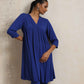 trueBrowns Blue Crinkle Flared Kurta Co-ord Set - Swadesiicart