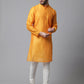 Even Apparels Yellow Check Kurta With Band Collar | Swadesiicart