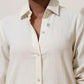 trueBrowns Off-White Cotton Linen Kurta Co-Ord Set - Swadesiicart