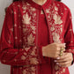 trueBrowns Red Kashmiri Woollen Jacket 3pc Set | Swadesiicart