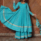 Pomcha Jaipur Neelkari Blue Cotton Anarkali Set | Swadesiicart