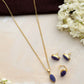trueBrowns Gold Tone Blue Stone Pendant Set - Swadesiicart