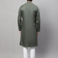 Even Apparels Green Sherwani Kurta With Asymetrical Cut | Swadesiicart