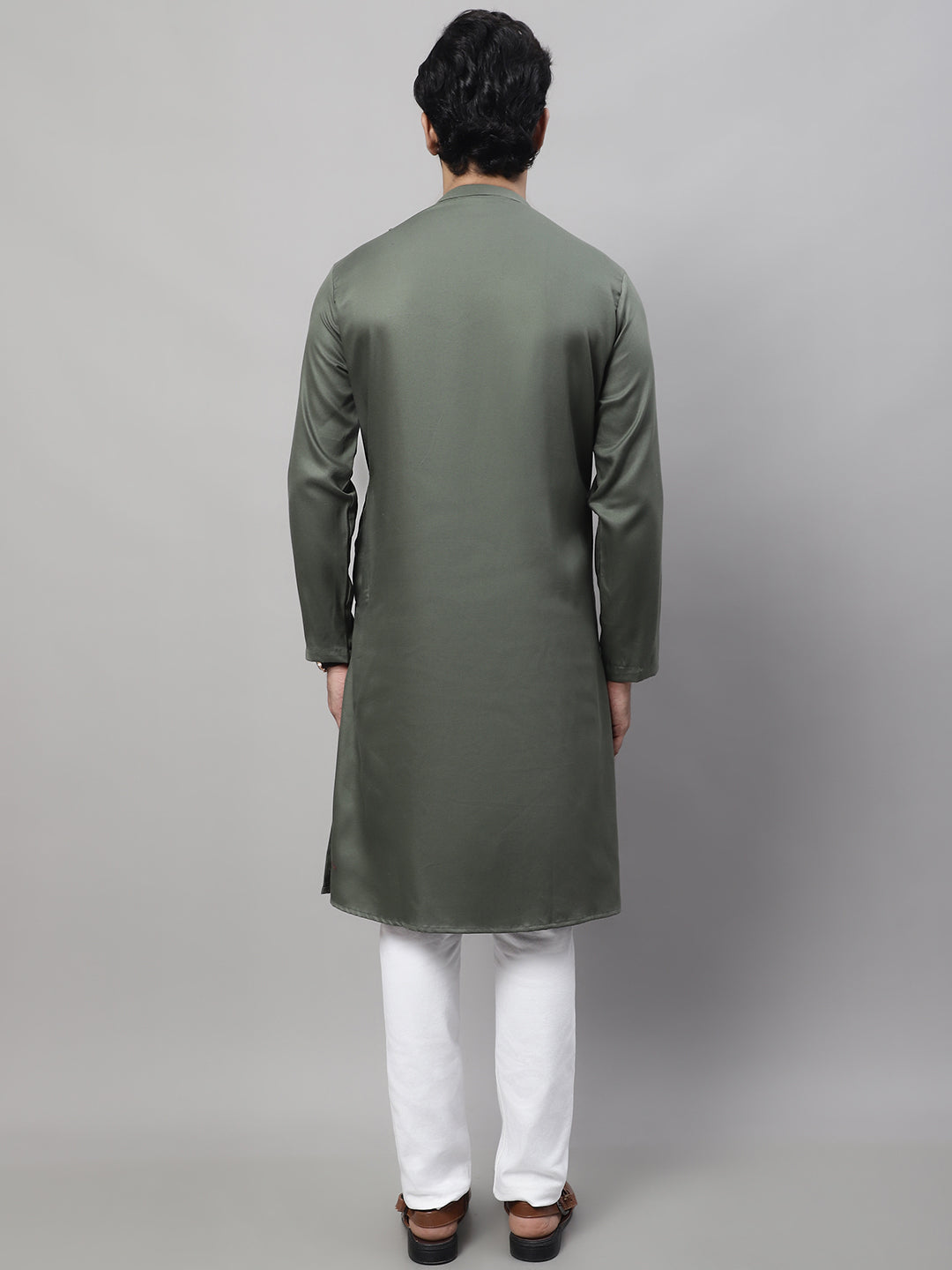 Even Apparels Green Sherwani Kurta With Asymetrical Cut | Swadesiicart