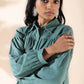 trueBrowns Turquoise Cotton Dobby Shirt Co-ord Set - Swadesiicart