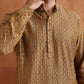 trueBrowns Men's Mustard Cotton Dobby Short Kurta | Swadesiicart