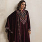trueBrowns Purple Velvet Geometric Embroidered Kurta Pant Dupatta Set | Swadesiicart