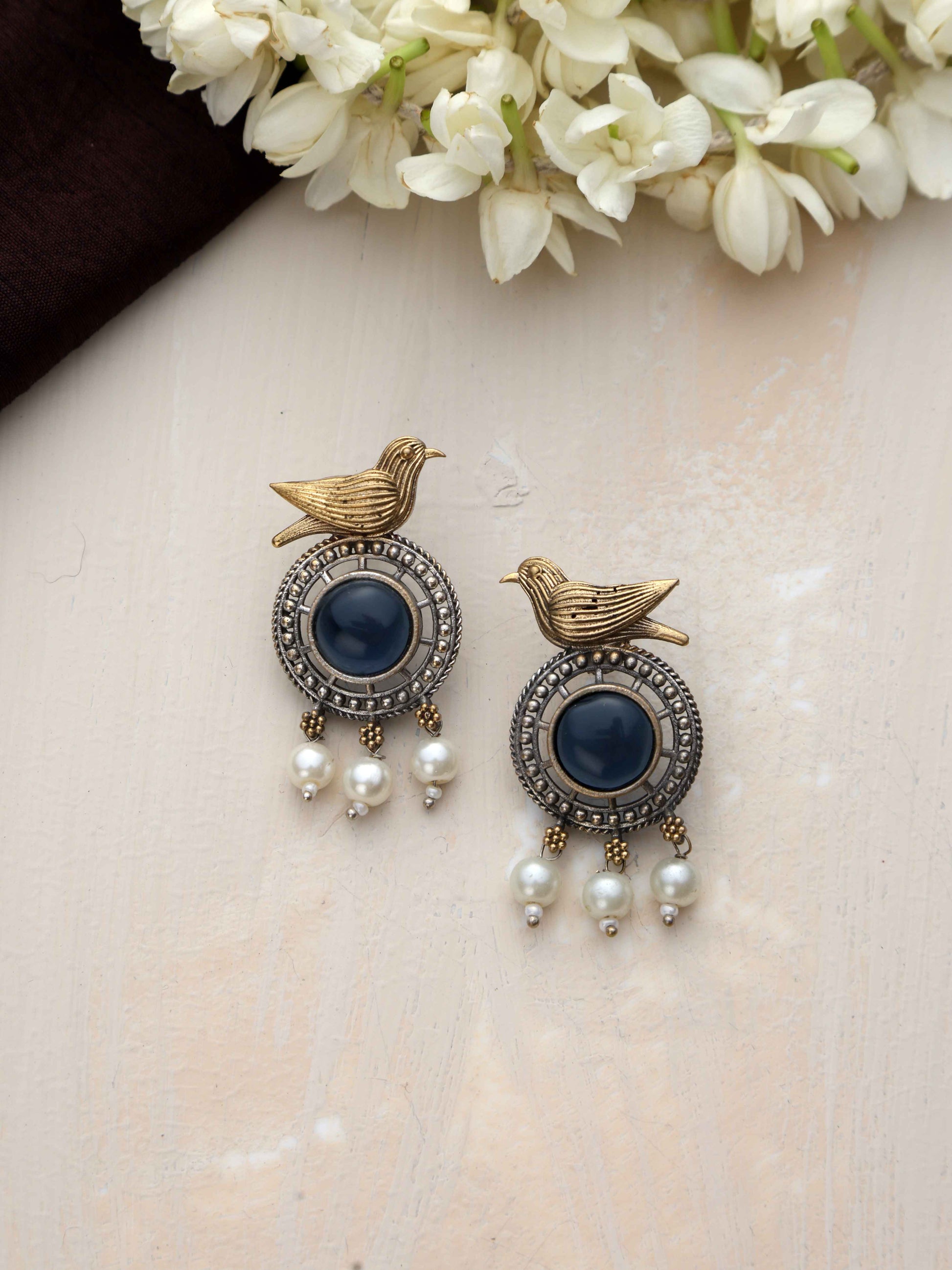 trueBrowns Silver Gold Tone Bird Stud Earrings | Swadesiicart