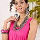 InWeave Pink Round Sleeveless Jumpsuit - Swadesiicart