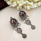 trueBrowns Silver Tone Handpainted Dangle Earrings - Swadesiicart