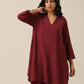 trueBrowns Ruby Wine Slub Textured Collar Co-Ord Set - Swadesiicart