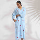 trueBrowns Blue Cotton Embroidered Dress | Swadesiicart