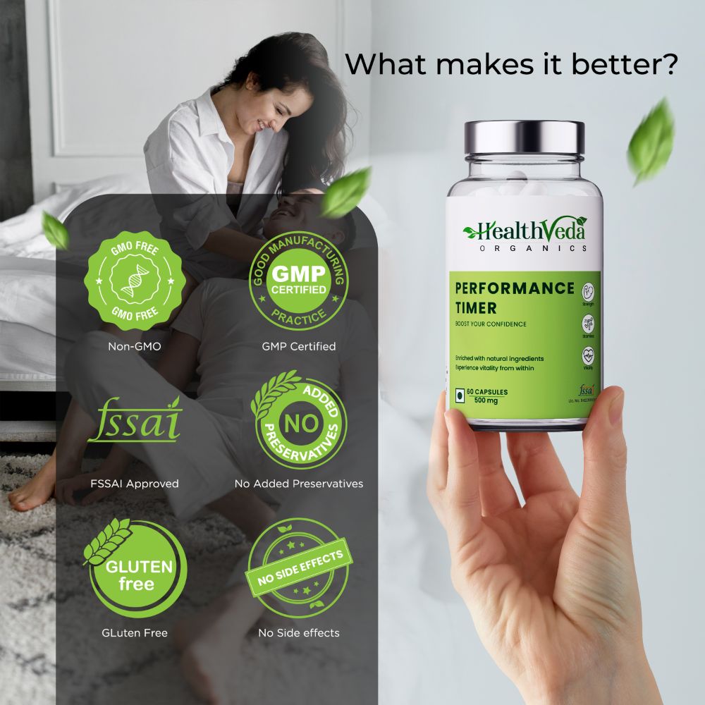 Health Veda Organics Performance Timer Veg Capsules For Men | Swadesiicart