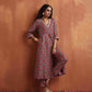 trueBrowns Rust Ajrak Print Slit Kurta Set | Swadesiicart