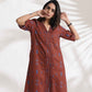 trueBrowns Brown Cotton Print pleated Dress | Swadesiicart