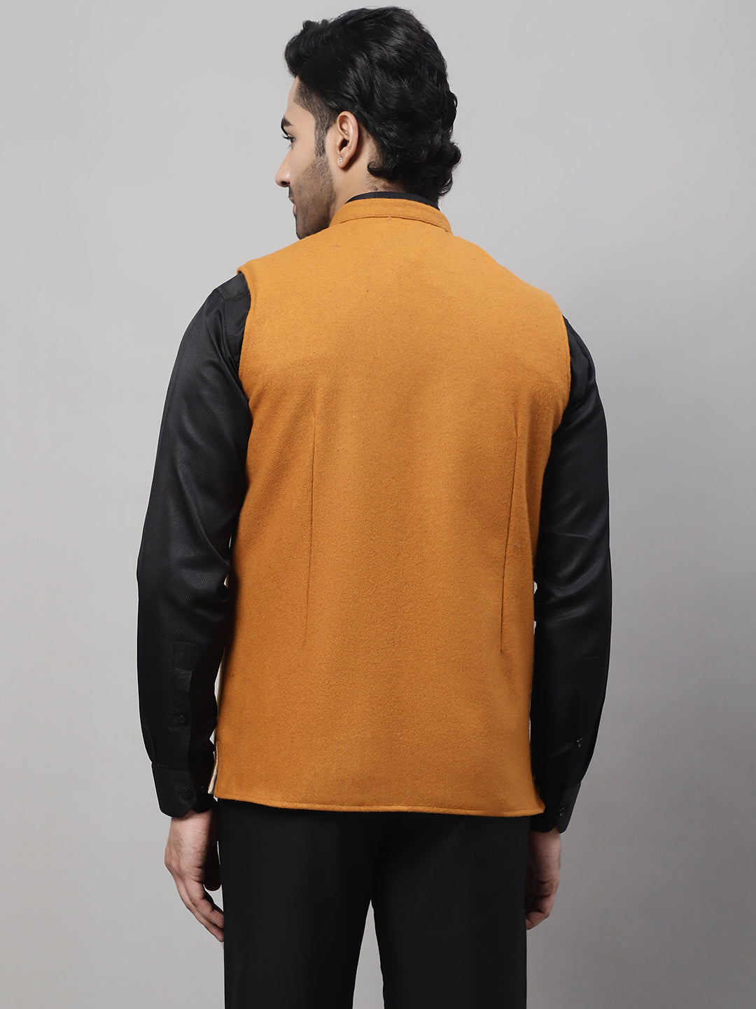 Even Apparels Men's Orange Pure Wool Nehru Jacket | Swadesiicart