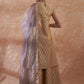 InWeave Women's Light Grey Jacquard Halter Kurta Set W Grey Or Dupatta - Swadesiicart