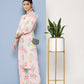 Ahalyaa Women Pink Floral Printed Gotta Patti Kurta with Palazzos | Swadesiicart