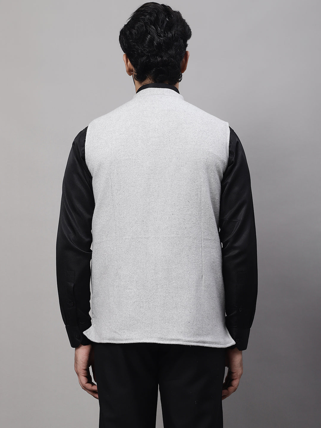 Even Apparels Men's Grey Pure Wool Nehru Jacket | Swadesiicart
